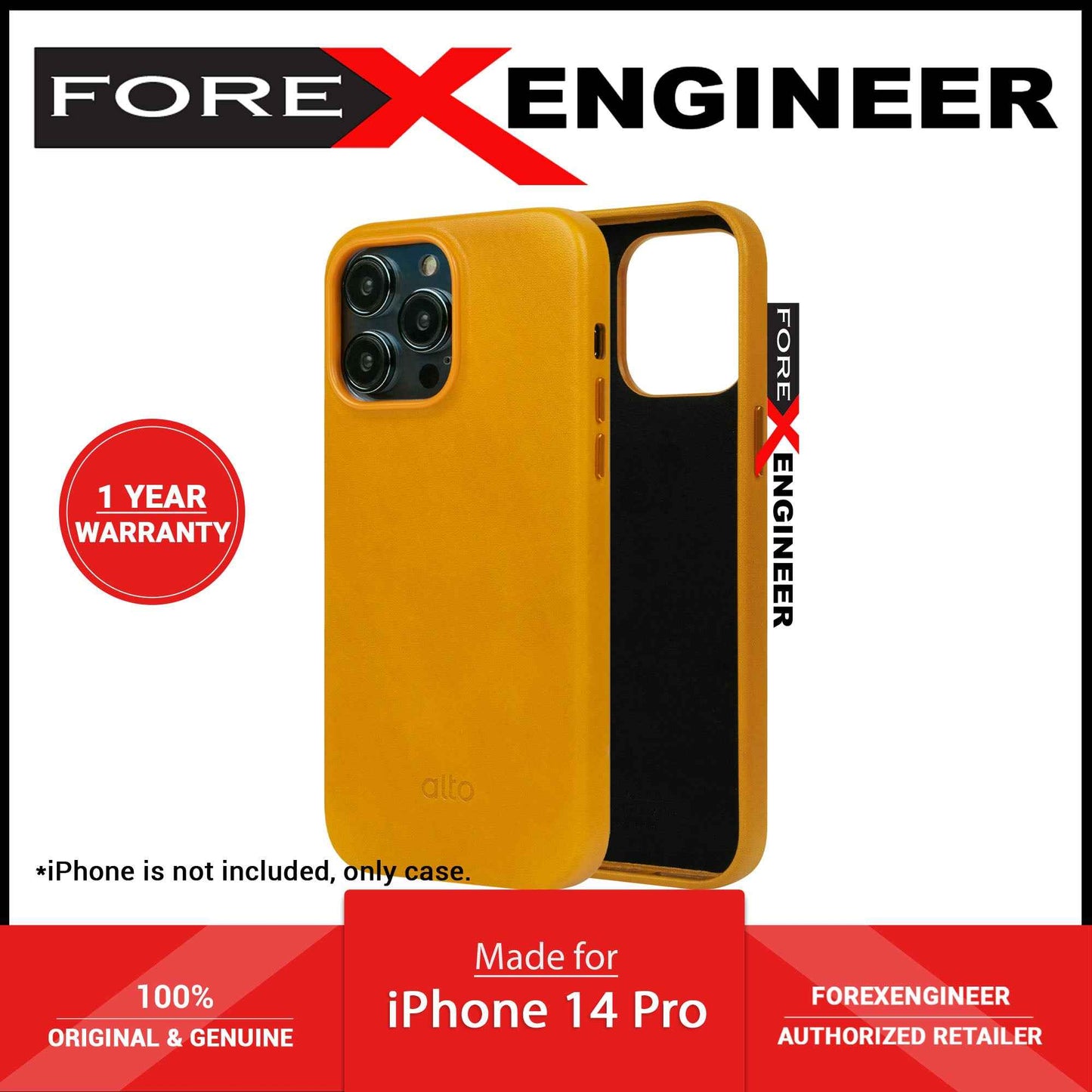 Alto Original for iPhone 14 Pro - Italian Full Grain Aniline Leather - Caramel Brown (Barcode: 728028514667 )