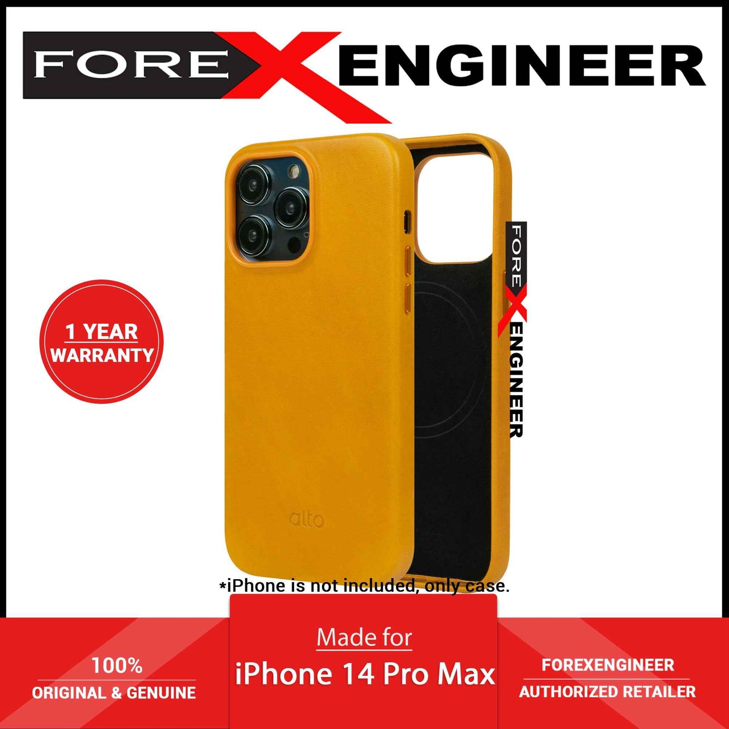 Alto Clop for iPhone 14 Pro Max - Magsafe Compatible - Italian Full Grain Aniline Leather - Caramel Brown (Barcode: 728028514896 )