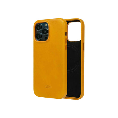 Alto Clop for iPhone 14 Pro - Magsafe Compatible - Italian Full Grain Aniline Leather - Caramel Brown (Barcode: 728028514711 )