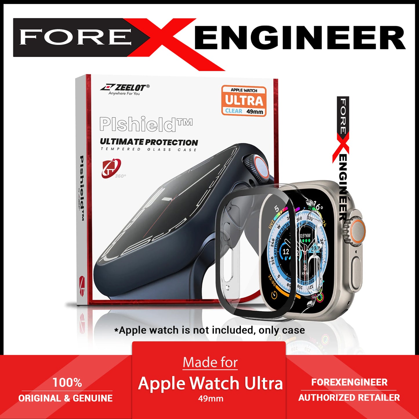 ZEELOT Pishield 2-in-1 Case for Apple Watch Ultra 49mm with Built-In Tempered Glass - Clear ( Barcode: 4891011516569 )