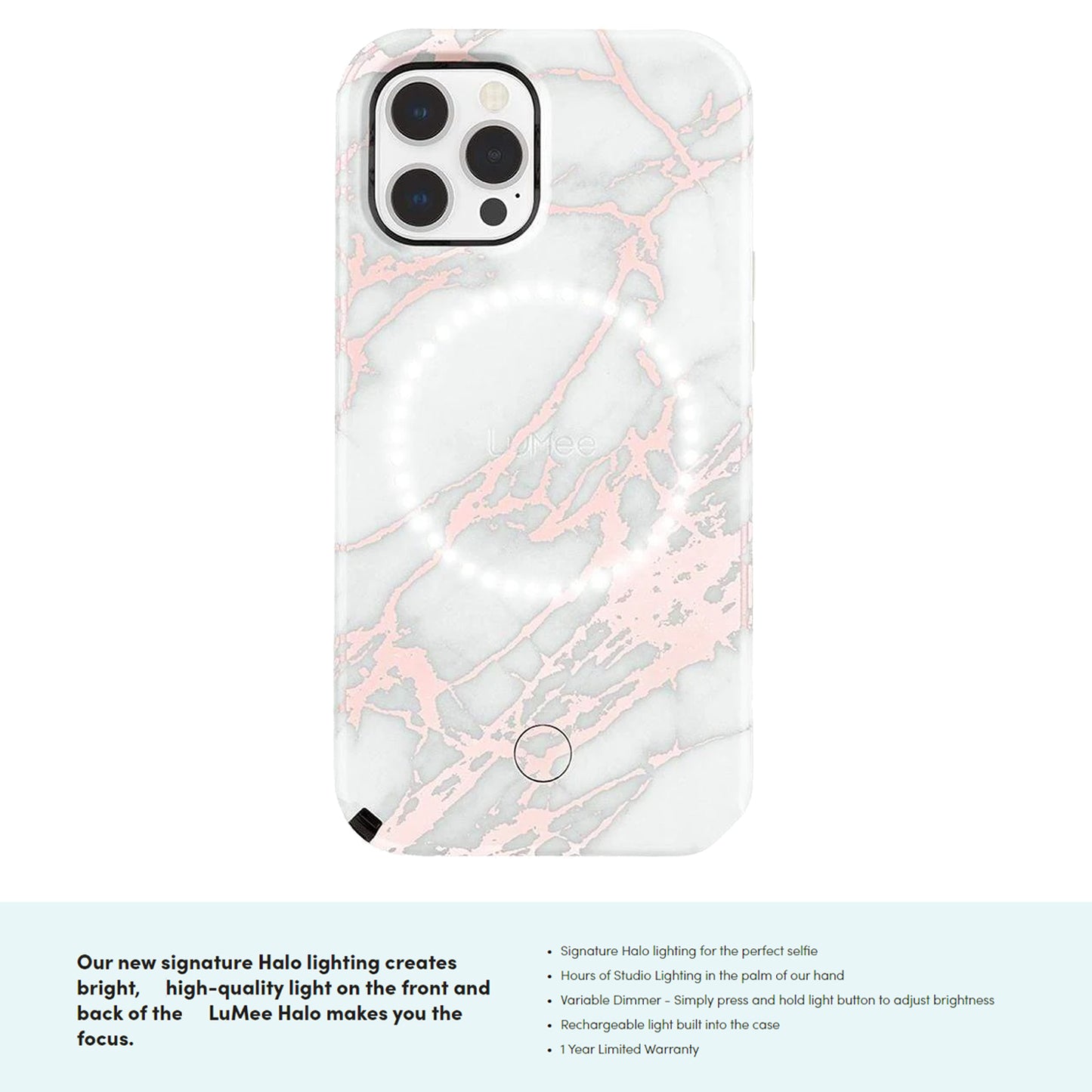 Case-Mate LuMee Halo for iPhone 13 Pro Max 6.7" 5G with Antimicrobial - Marble (Barcode: 840171706383 )