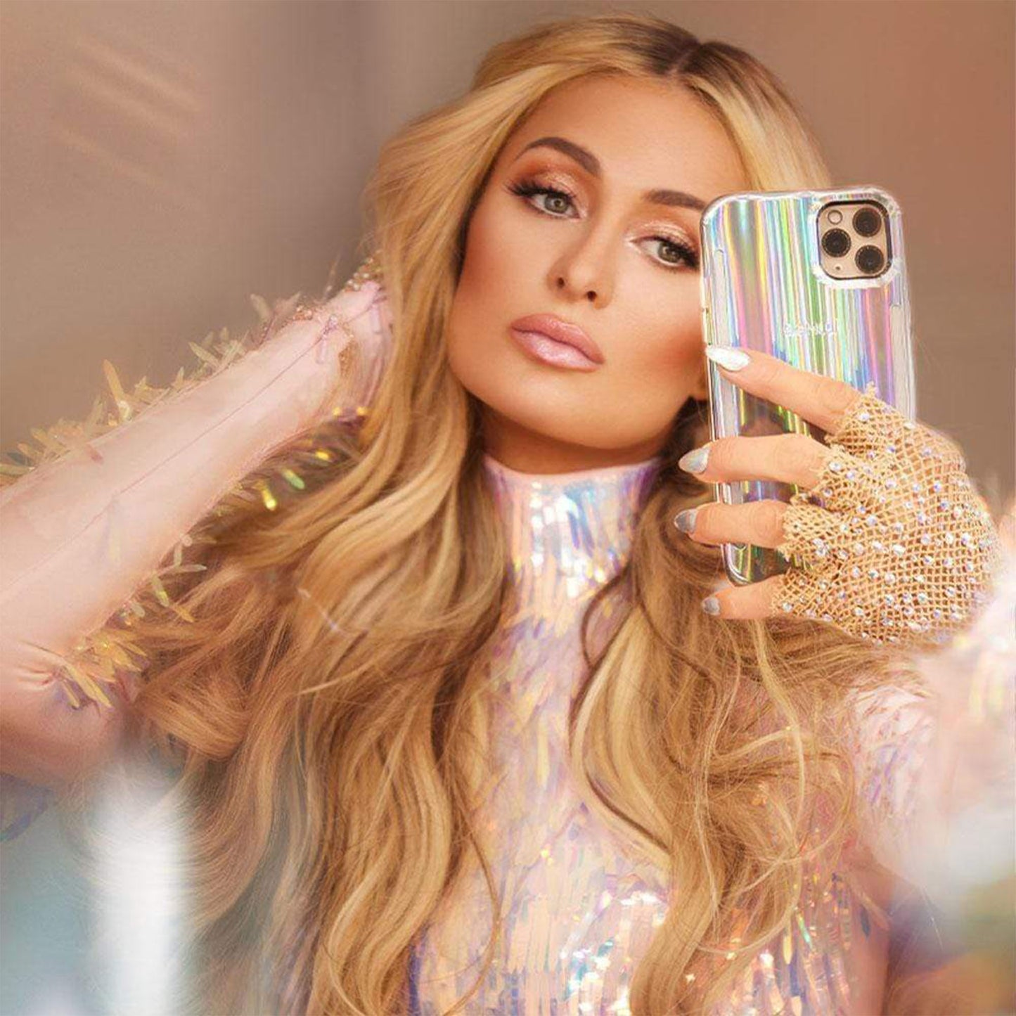 Case-Mate LuMee Halo for iPhone 13 Pro Max 6.7" 5G with Antimicrobial - Holographic Paris Hilton Edition (Barcode: 840171706390 )