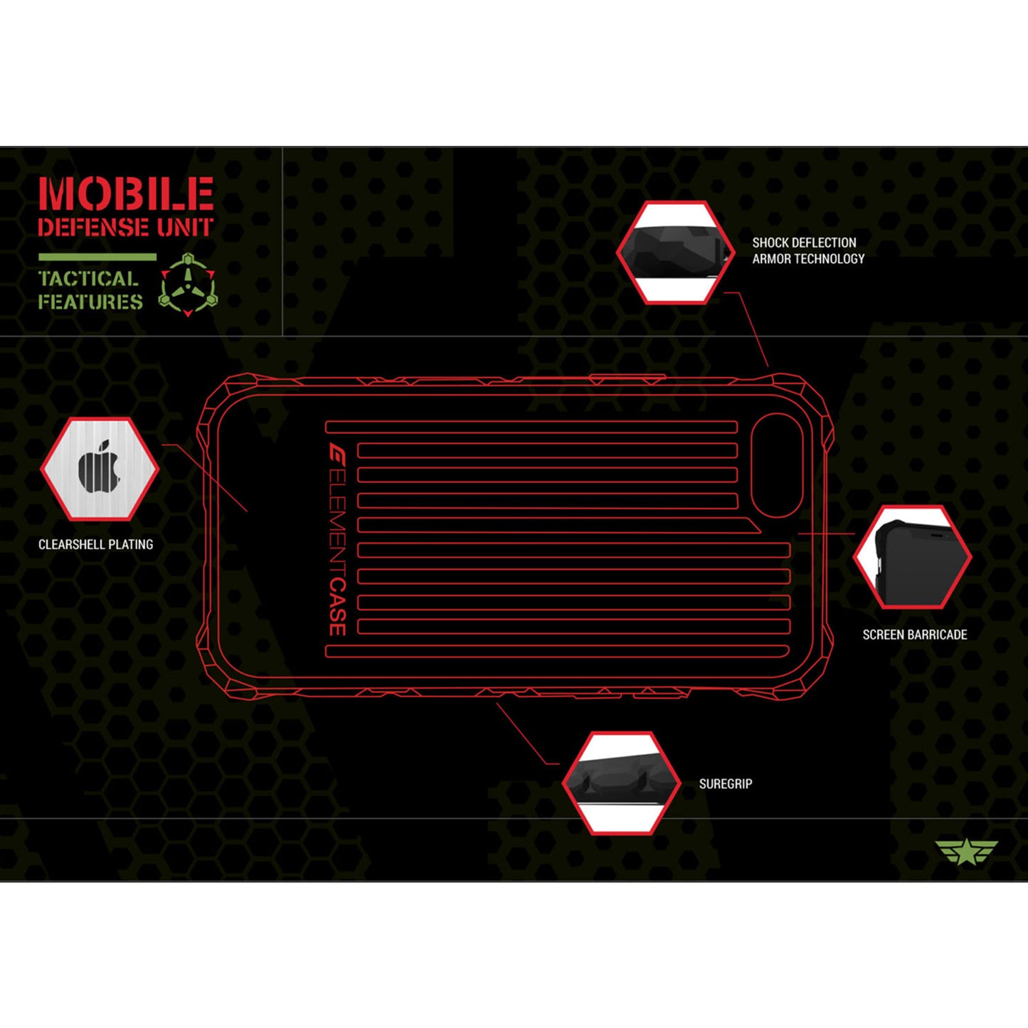 Element Case Special Ops for iPhone 13 - 13 Pro 6.1" 5G - Clear - Black (Barcode: 810046111949 )