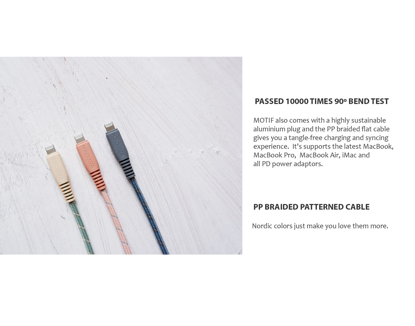 Monocozzi Motif Braided USB-C to Lightning Cable ( 25cm ) - Charcoal (Barcode: 4895199105355 )