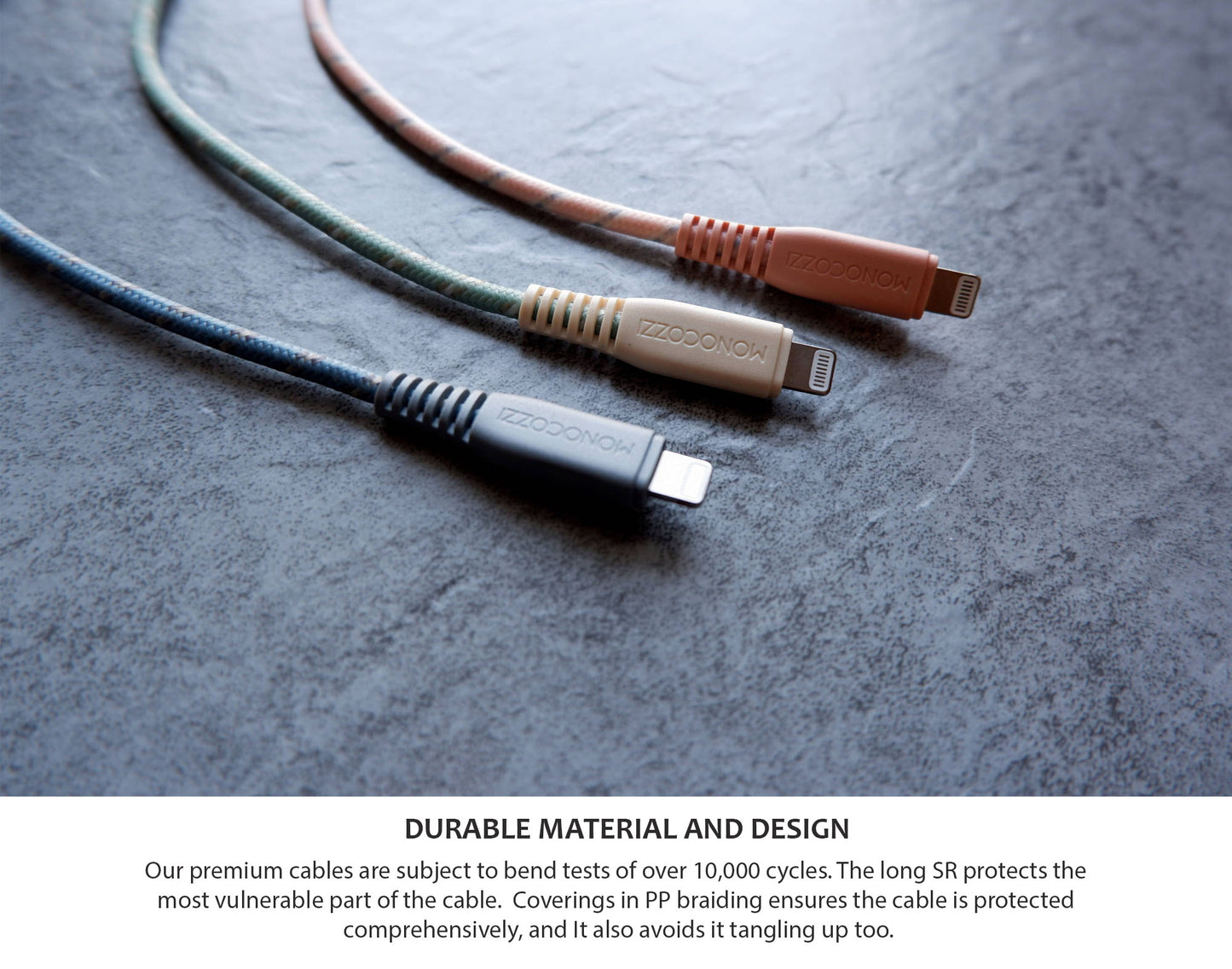 Monocozzi Motif Braided USB-C to Lightning Cable ( 100cm ) - Charcoal (Barcode: 4895199105324 )