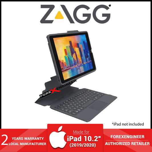 ZAGG Pro Keys with Trackpad for Apple iPad 10.2 inch 7th - 8th - 9th Gen ( 2019 - 2021 ) - Charcoal (Barcode: 840056143432 )