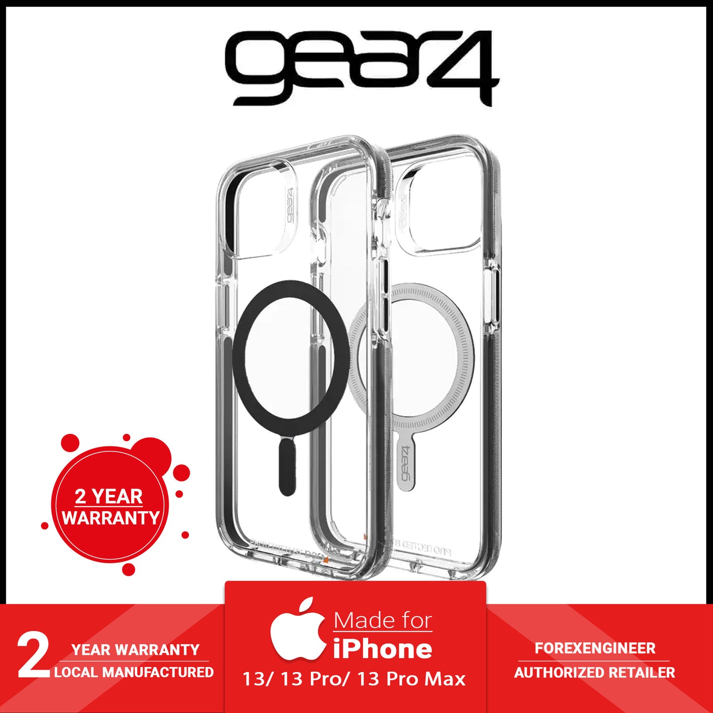 Gear4 Santa Cruz Snap for iPhone 13 6.1" 5G - MagSafe Compatible - Black (Barcode: 840056146587 )