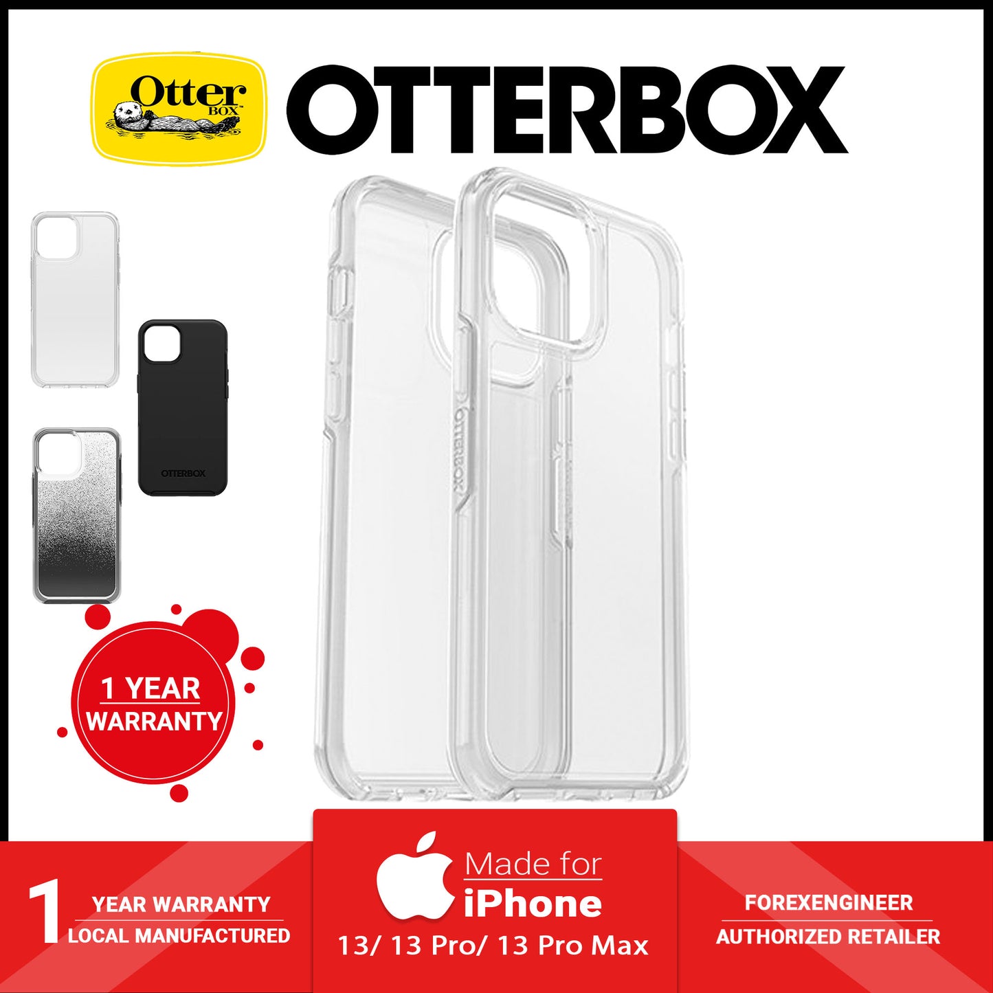 Otterbox Symmetry Clear for iPhone 13 6.1" 5G - Antimicrobial Case - Clear (Barcode: 840104284445 )