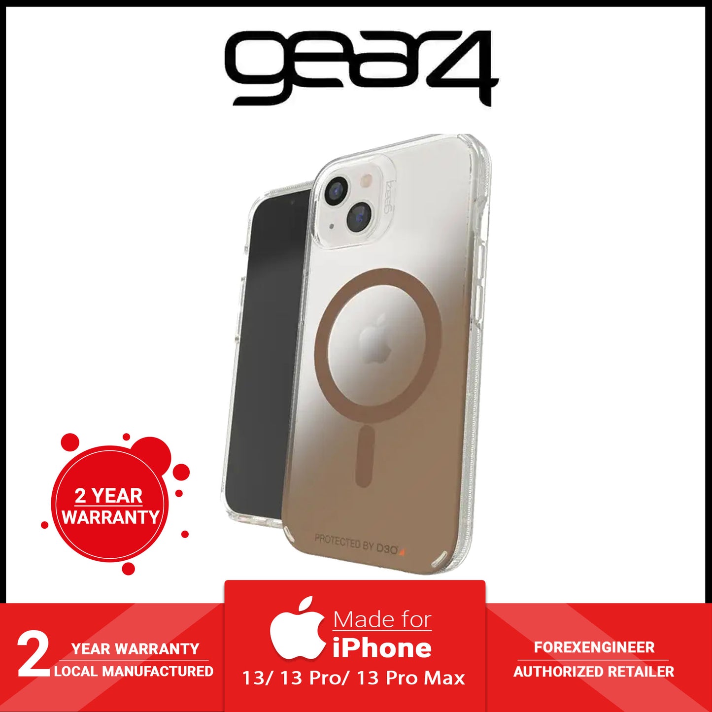 Gear4 Milan Snap for iPhone 13 Pro Max 6.7" 5G - MagSafe Compatible - Gold (Barcode: 840056146761 )