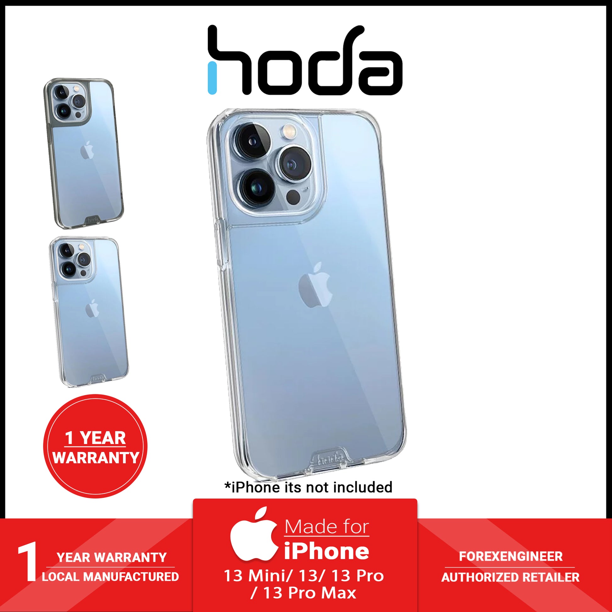 Hoda Crystal Pro Glass Case for iPhone 13 Pro Max 6.7" 5G - Military Standard Case - Clear (Barcode: 4711103541586 ) - Forexengineer -Malaysia- 4711103541586
