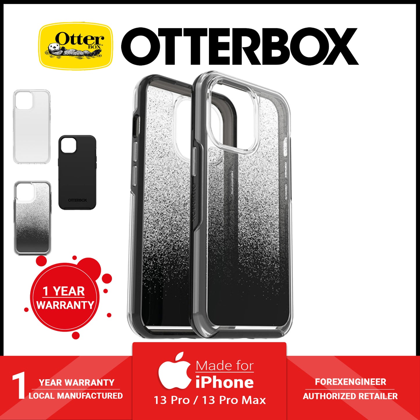Otterbox Symmetry Clear for iPhone 13 Pro 6.1" 5G - Antimicrobial Case - Ombre Spray (Barcode: 840104265284 )