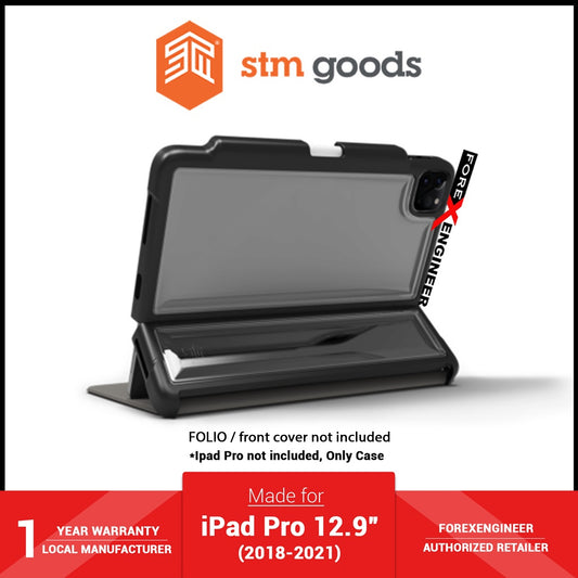 STM Dux Shell Magic Folio for iPad Pro 12.9" ( 5th - 4th - 3rd Gen ) ( 2021 - 2018 ) AP - Black (Barcode: 810046110591 )