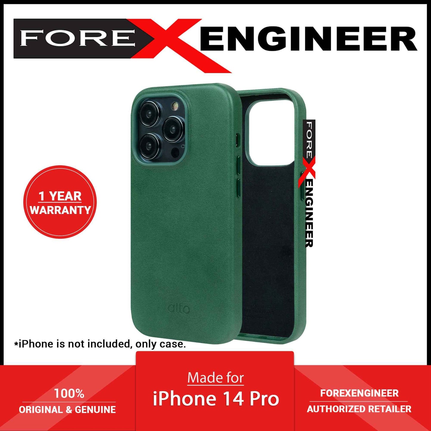 Alto Original for iPhone 14 Pro - Italian Full Grain Aniline Leather - Forest (Barcode: 728028514681 )