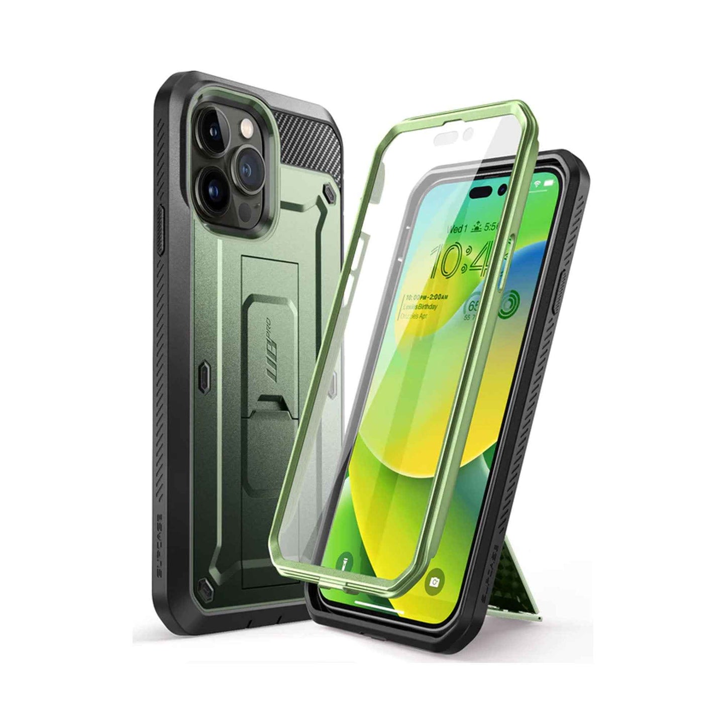 Supcase Unicorn Beetle UB PRO for iPhone 14 - Rugged Case with Built-In Screen Protector - Dark Green