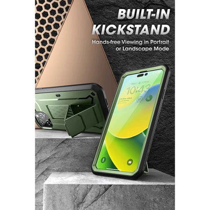 Supcase Unicorn Beetle UB PRO for iPhone 14 Pro - Rugged Case with Built-In Screen Protector - Dark Green