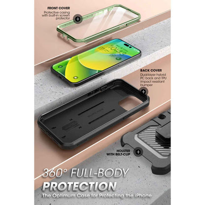 Supcase Unicorn Beetle UB PRO for iPhone 14 Plus - Rugged Case with Built-In Screen Protector - Dark Green