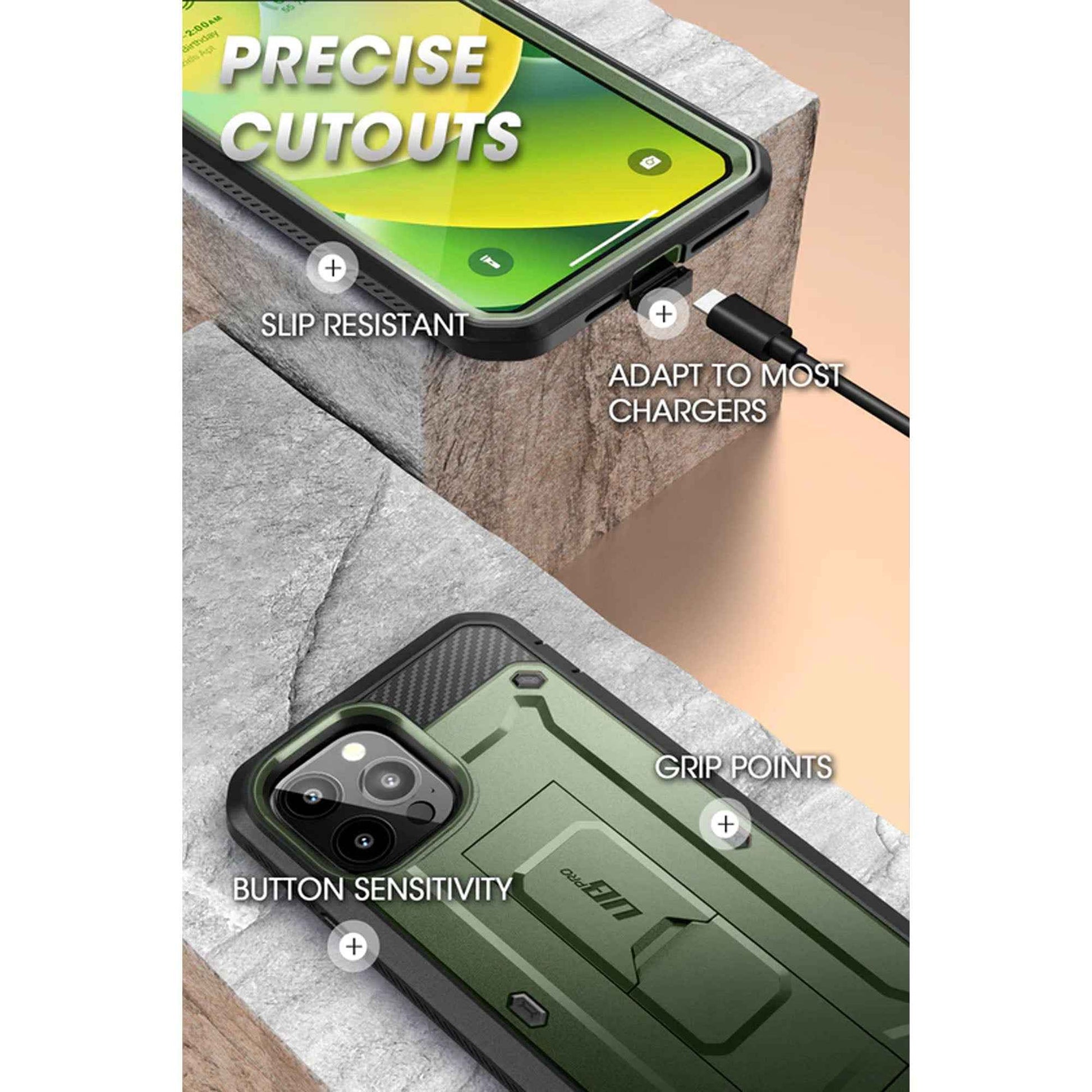 [ONLINE EXCLUSIVE] Supcase Unicorn Beetle UB PRO for iPhone 14 Pro Max - Rugged Case with Built-In Screen Protector - Dark Green (Barcode: 843439119918 )