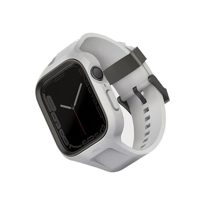 Uniq Monos 2 in 1 ( Strap + Case ) for Apple Watch ( 45mm - 44mm ) Series 8 - SE2 - 7 - 6 - SE - 5 - 4 - Chalk Grey - Forexengineer -Malaysia- 8886463680841