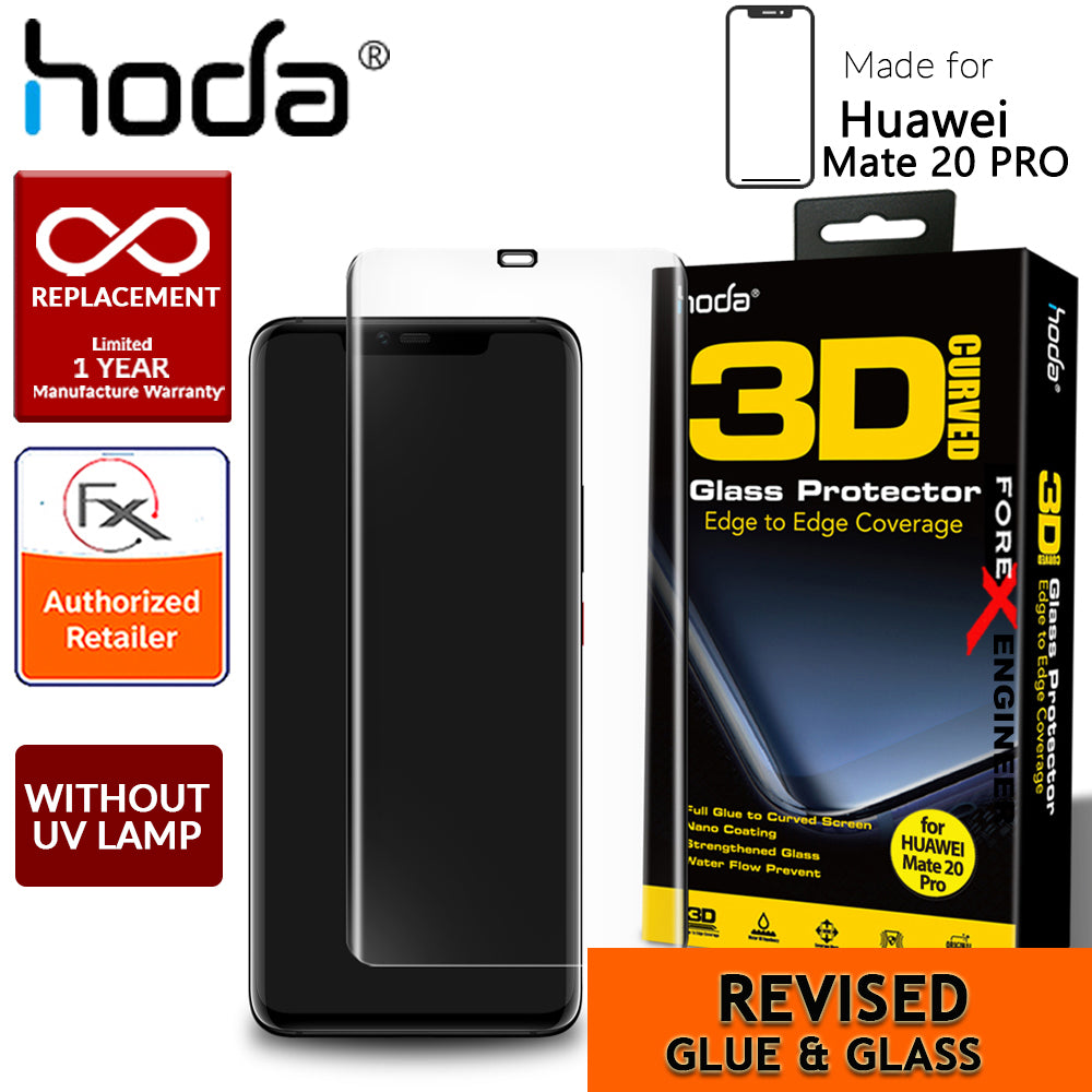 [RACKV2_CLEARANCE] Hoda Tempered Glass for Huawei Mate 20 PRO - 3D UV FULL GLUE (Revised Glue Formula) Screen Protector ( UV Lamp NOT included ) - Clear