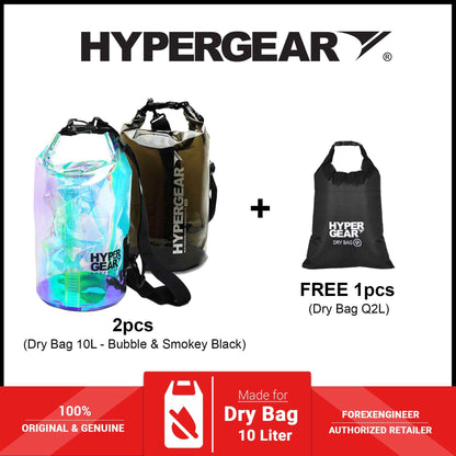 HyperGear 10L Dry Bag Mix - Smokey Black ( 1pcs ) & Bubble ( 1pcs ) + FREE ( 1pcs ) Dry Bag Q2L ( Barcode: 301150 + 301158 + 30111 )