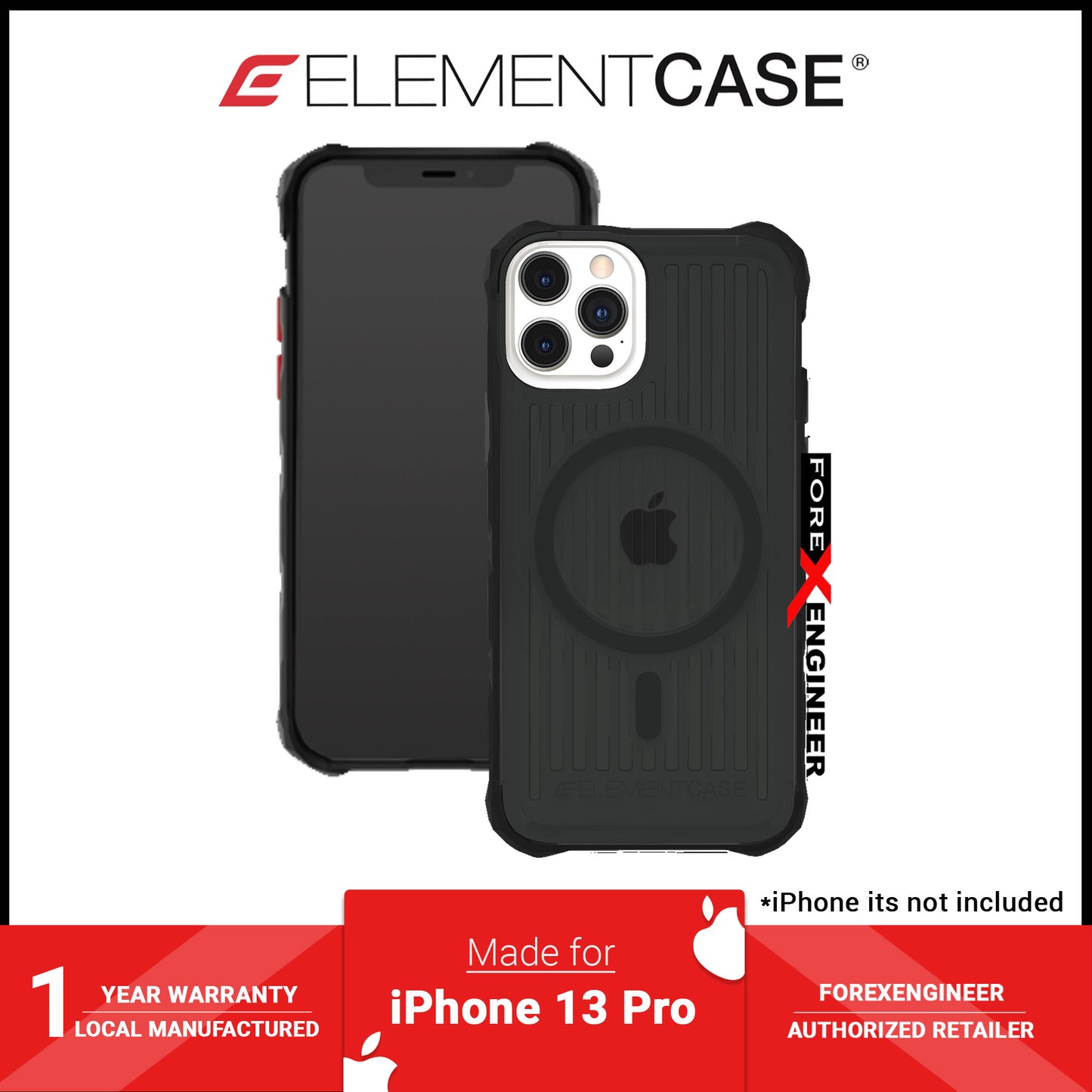 Element Case Special Ops for iPhone 13 - 13 Pro 6.1" 5G - MagSafe Compatible -  Smoke - Black (Barcode: 810046112045 )