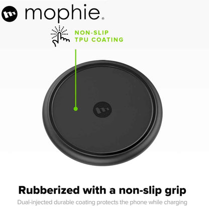 Mophie Wireless Charging Base 7.5W wireless technology for Qi-enabled Device (round shape) - Apple Optimized - Black (wireless charging station) - Forexengineer-malaysia