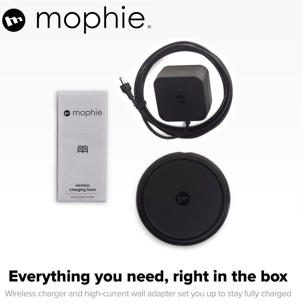 [RACKV2_CLEARANCE] Mophie Wireless Charging Base 7.5W wireless technology for Qi-enabled Device (round shape) - Apple Optimized - Black (wireless charging station)