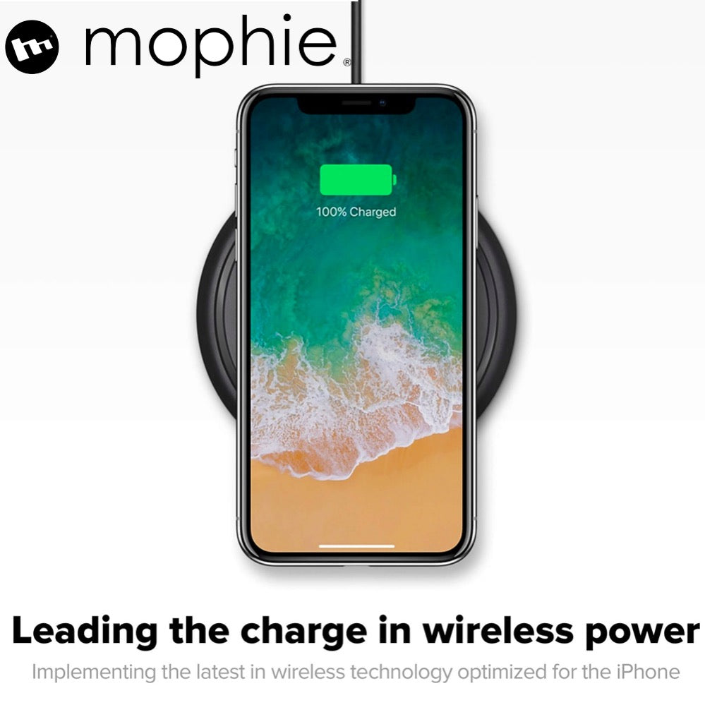 [RACKV2_CLEARANCE] Mophie Wireless Charging Base 7.5W wireless technology for Qi-enabled Device (round shape) - Apple Optimized - Black (wireless charging station)