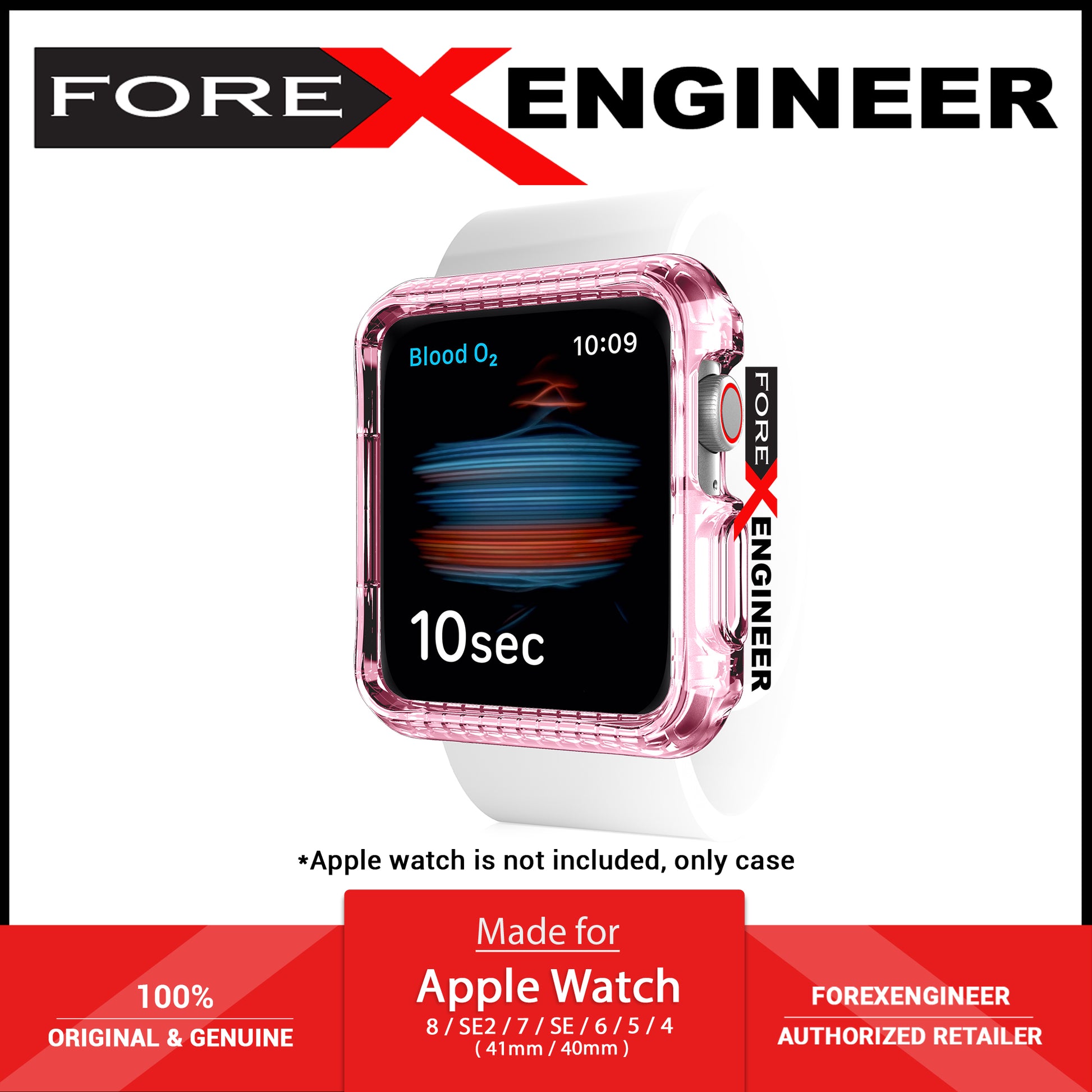 ITSKINS Spectrum Clear Case for Apple Watch ( 41mm - 40mm ) Series 8 - SE2 - 7 - 6 - SE - 5 - 4 - Light Pink (Barcode: 4894465705190 ) - Forexengineer -Malaysia- 4894465705190