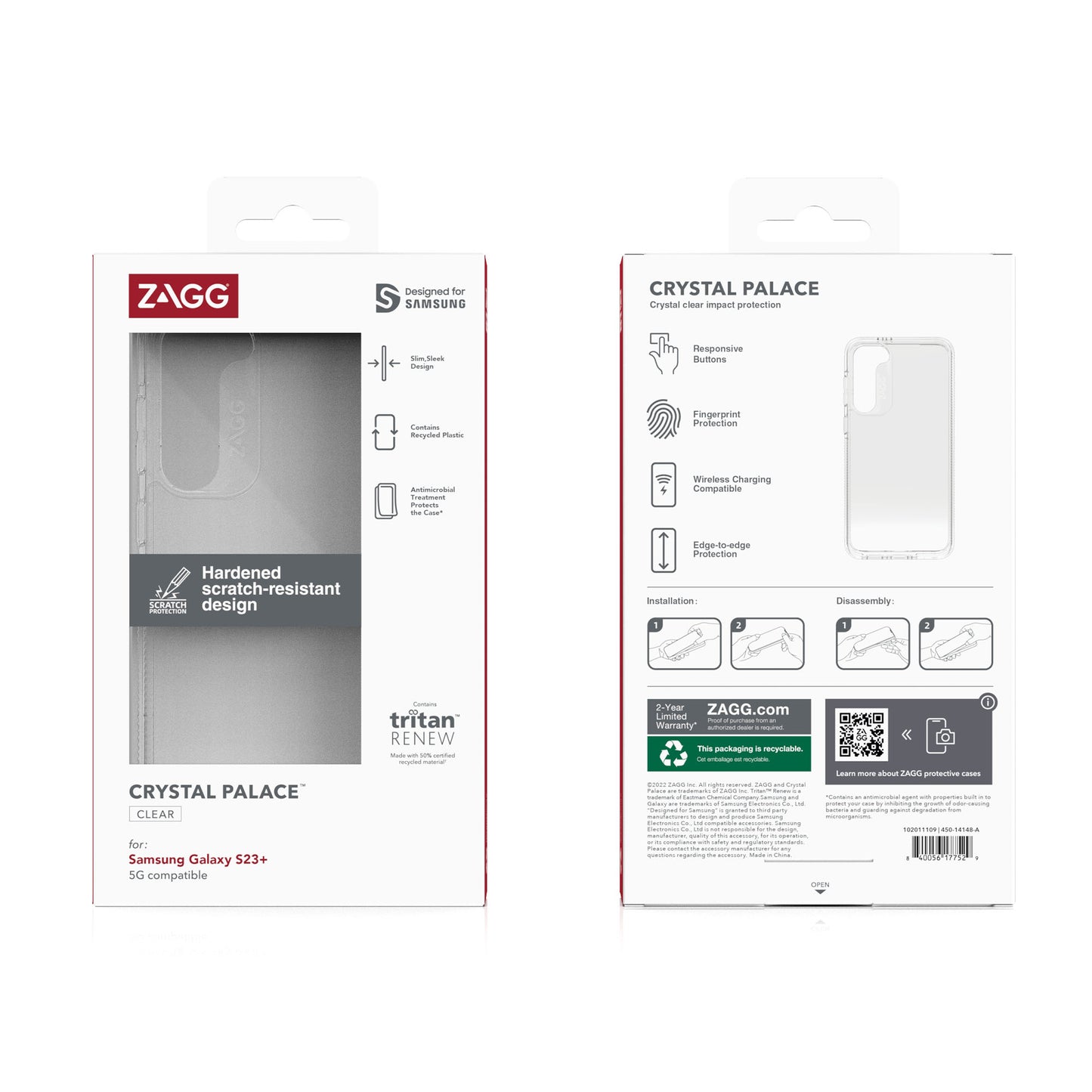 ZAGG Gear4 Crystal Palace for Samsung S23 Plus - 2 Meters Drop Protection - Clear