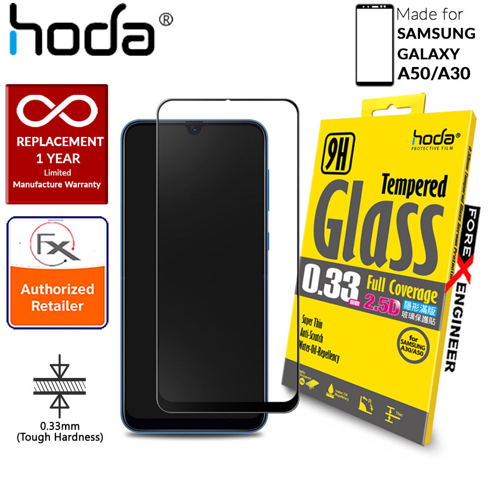 [RACKV2_CLEARANCE] Hoda Tempered Glass for Samsung Galaxy A50-A30 - 2.5D 0.33mm Full Coverage Screen Protector - Black