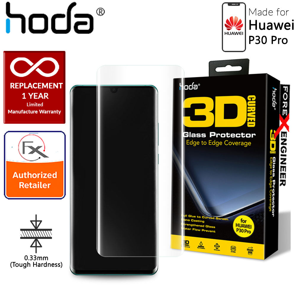 Hoda Tempered Glass for Huawei P30 PRO - 3D UV FULL GLUE Screen Protector ( UV Lamp included ) - Clear