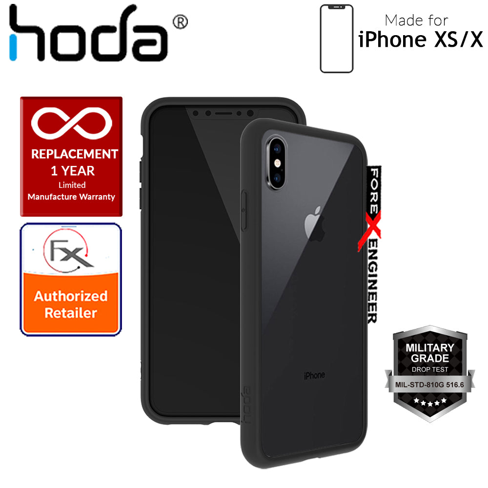 Hoda Crystal Case for iPhone Xs - X - Military Standard Protection - Black
