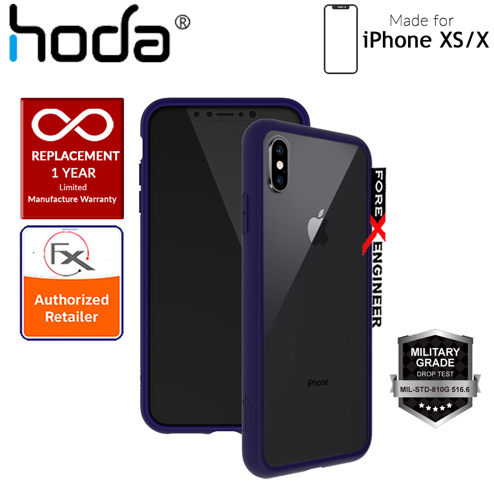 Hoda Crystal Case for iPhone Xs - X - Military Standard Protection - Dark Blue