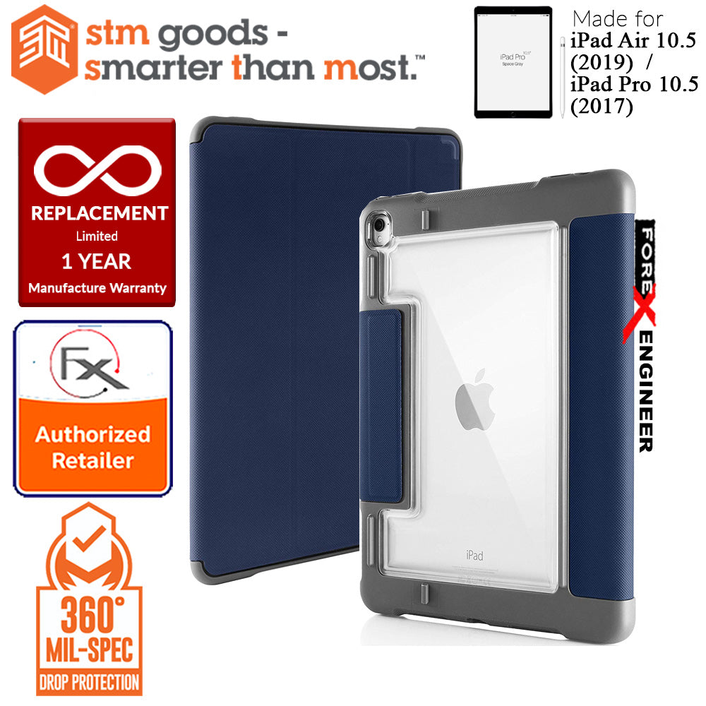 STM Dux Plus Case for iPad Air iPad Air 10.5" (2019) - Pro 10.5" (2017) - Built-in Apple Pencil Storage - Midnight Blue