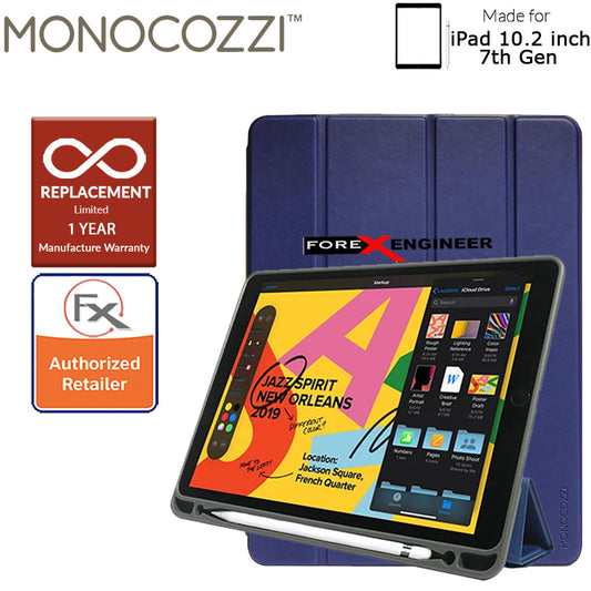 Monocozzi Lucid Plus Folio for iPad 10.2 inch ( 7th - 8th - 9th Gen ) ( 2019 - 2021 ) - with Apple Pencil Slot - Navy Color ( Barcode: 4895199105799 )