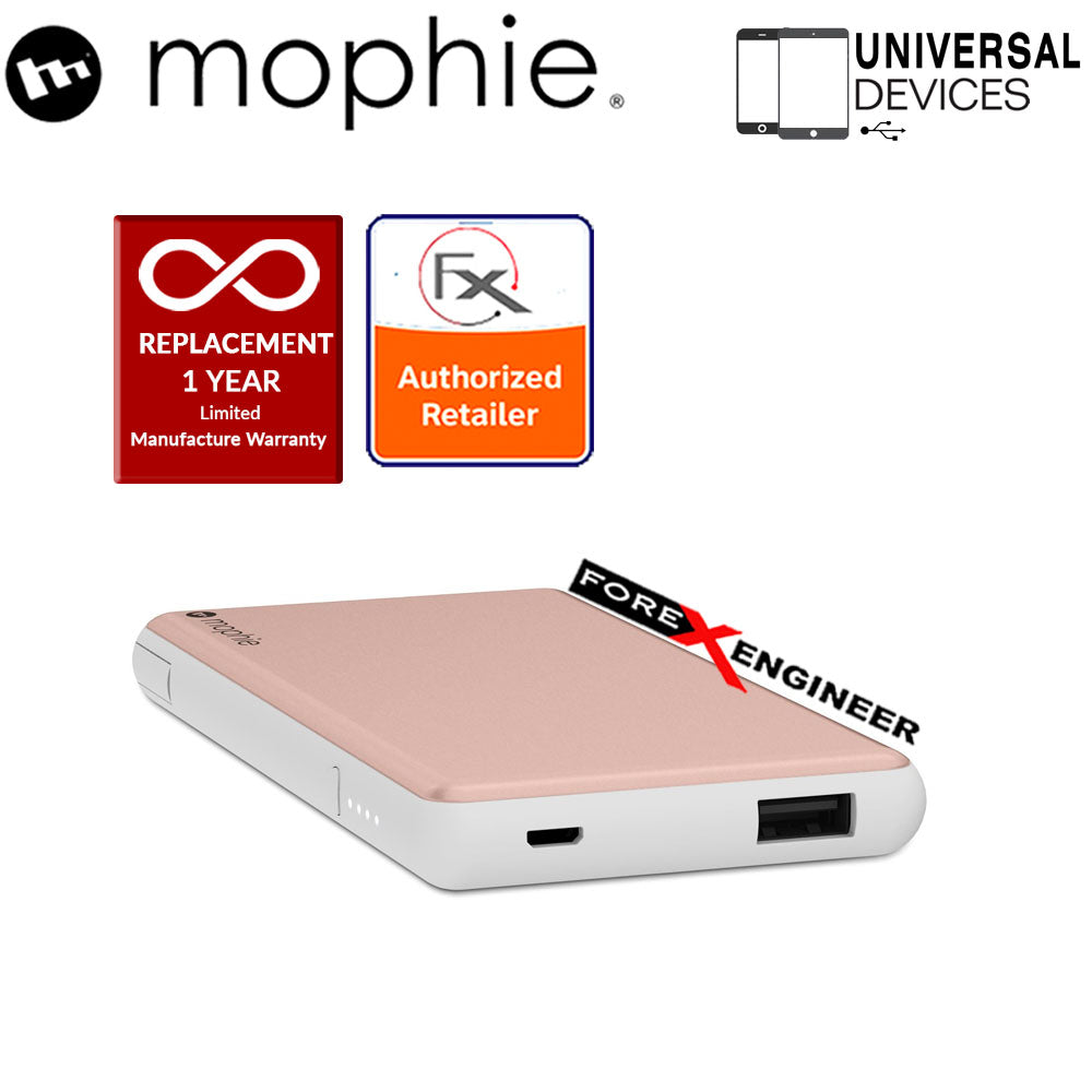 Mophie Powerstation Plus 6000mah Universal Powerbank with Built-in Switch-tip charging cable - Rose Gold