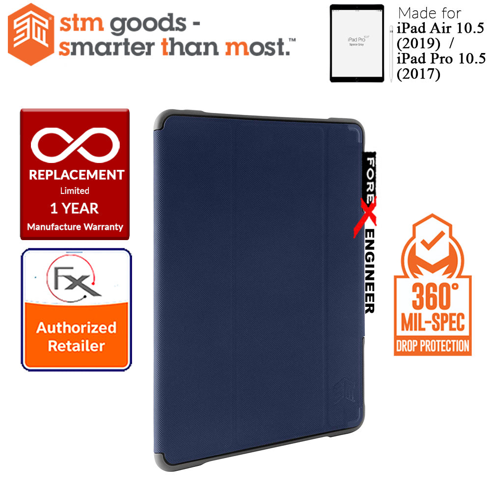 STM Dux Plus Case for iPad Air iPad Air 10.5" (2019) - Pro 10.5" (2017) - Built-in Apple Pencil Storage - Midnight Blue