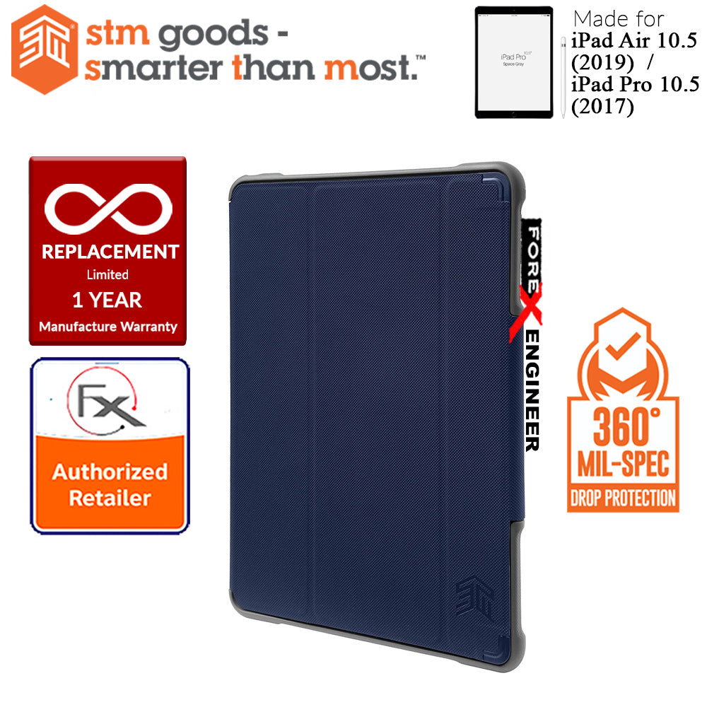 STM Dux Plus Case for iPad Air iPad Air 10.5" (2019) - Pro 10.5" (2017) - Built-in Apple Pencil Storage - Midnight Blue