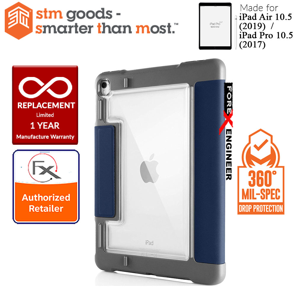 STM Dux Plus Case for iPad Air iPad Air 10.5" (2019) - Pro 10.5" (2017) - Built-in Apple Pencil Storage - Midnight Blue