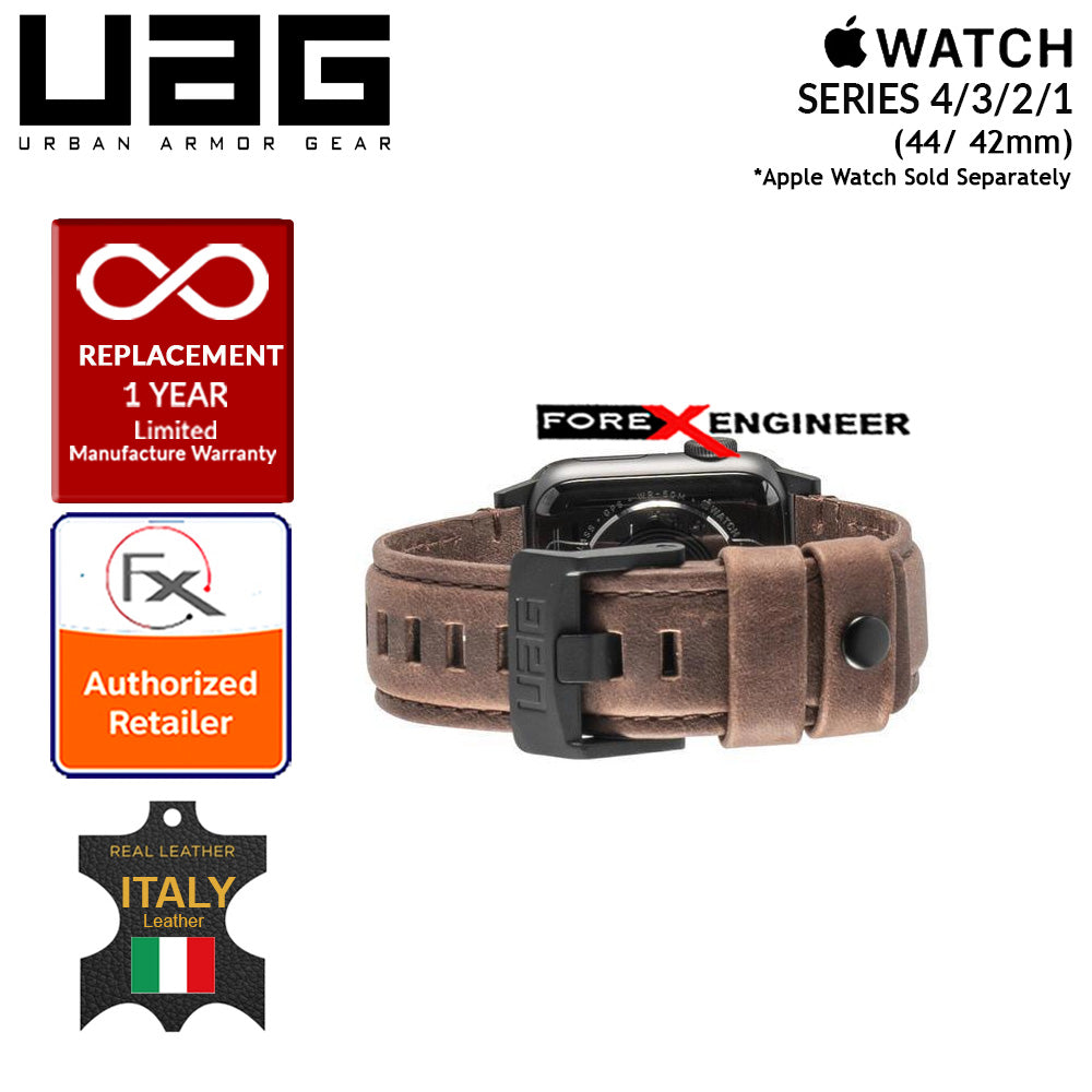 UAG Leather Strap for Apple Watch Series 7 - SE - 6 - 5 - 4 - 3 - 2 - 1 ( 45mm - 42mm - 44mm ) - Made with Italian Leather - Brown (Barcode: 812451031881 )