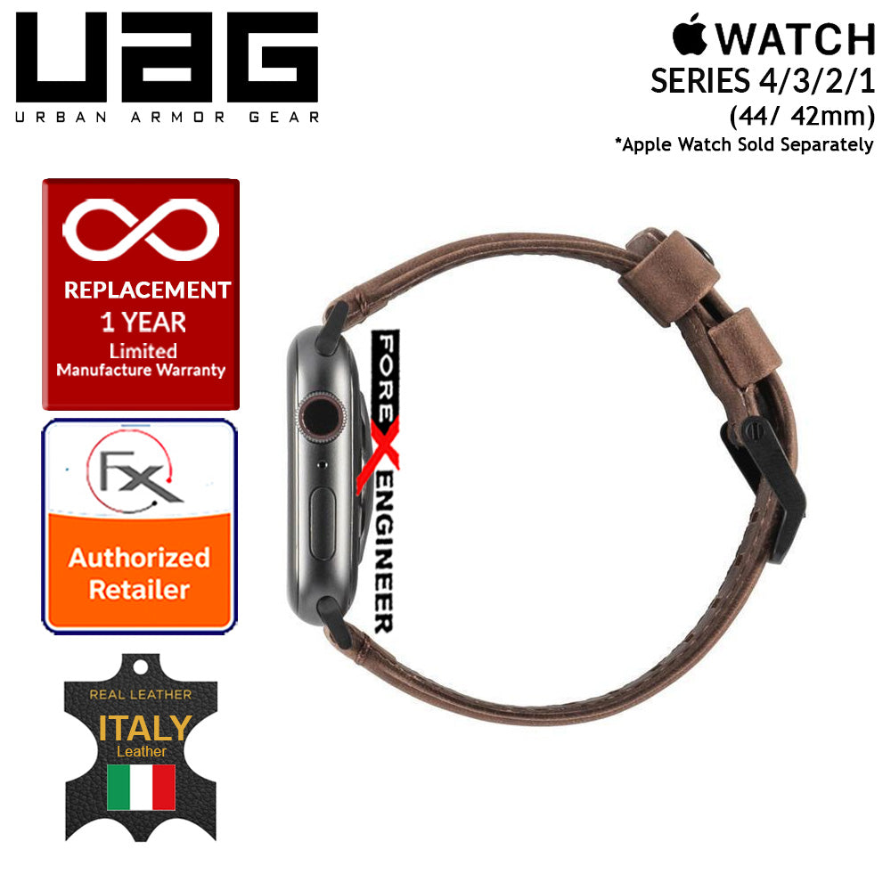 UAG Leather Strap for Apple Watch Series 7 - SE - 6 - 5 - 4 - 3 - 2 - 1 ( 45mm - 42mm - 44mm ) - Made with Italian Leather - Brown (Barcode: 812451031881 )