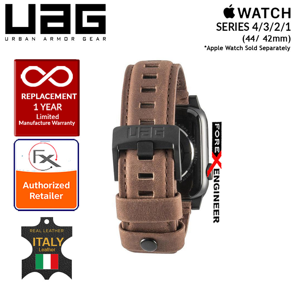 UAG Leather Strap for Apple Watch Series 7 - SE - 6 - 5 - 4 - 3 - 2 - 1 ( 45mm - 42mm - 44mm ) - Made with Italian Leather - Brown (Barcode: 812451031881 )
