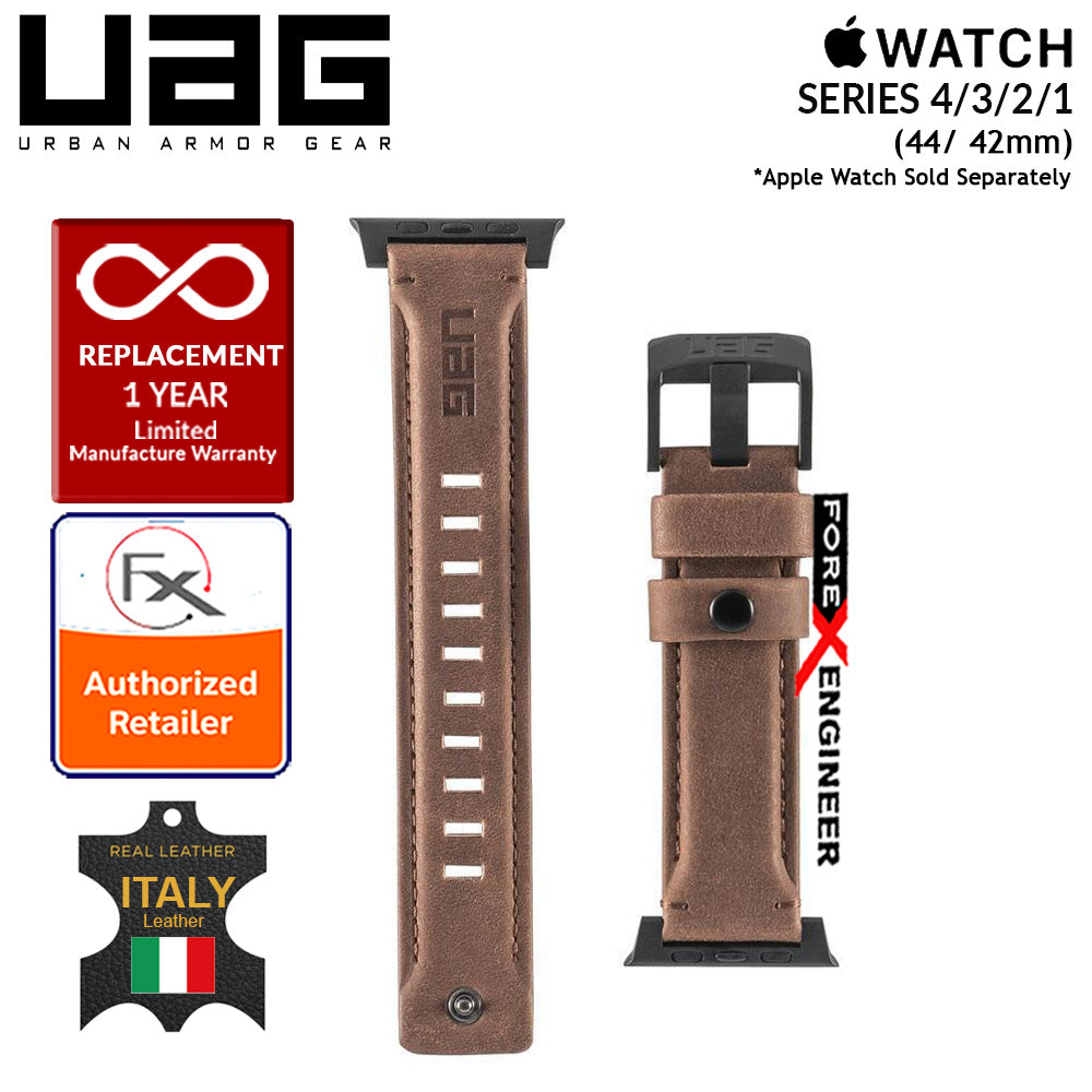 UAG Leather Strap for Apple Watch Series 7 - SE - 6 - 5 - 4 - 3 - 2 - 1 ( 45mm - 42mm - 44mm ) - Made with Italian Leather - Brown (Barcode: 812451031881 )