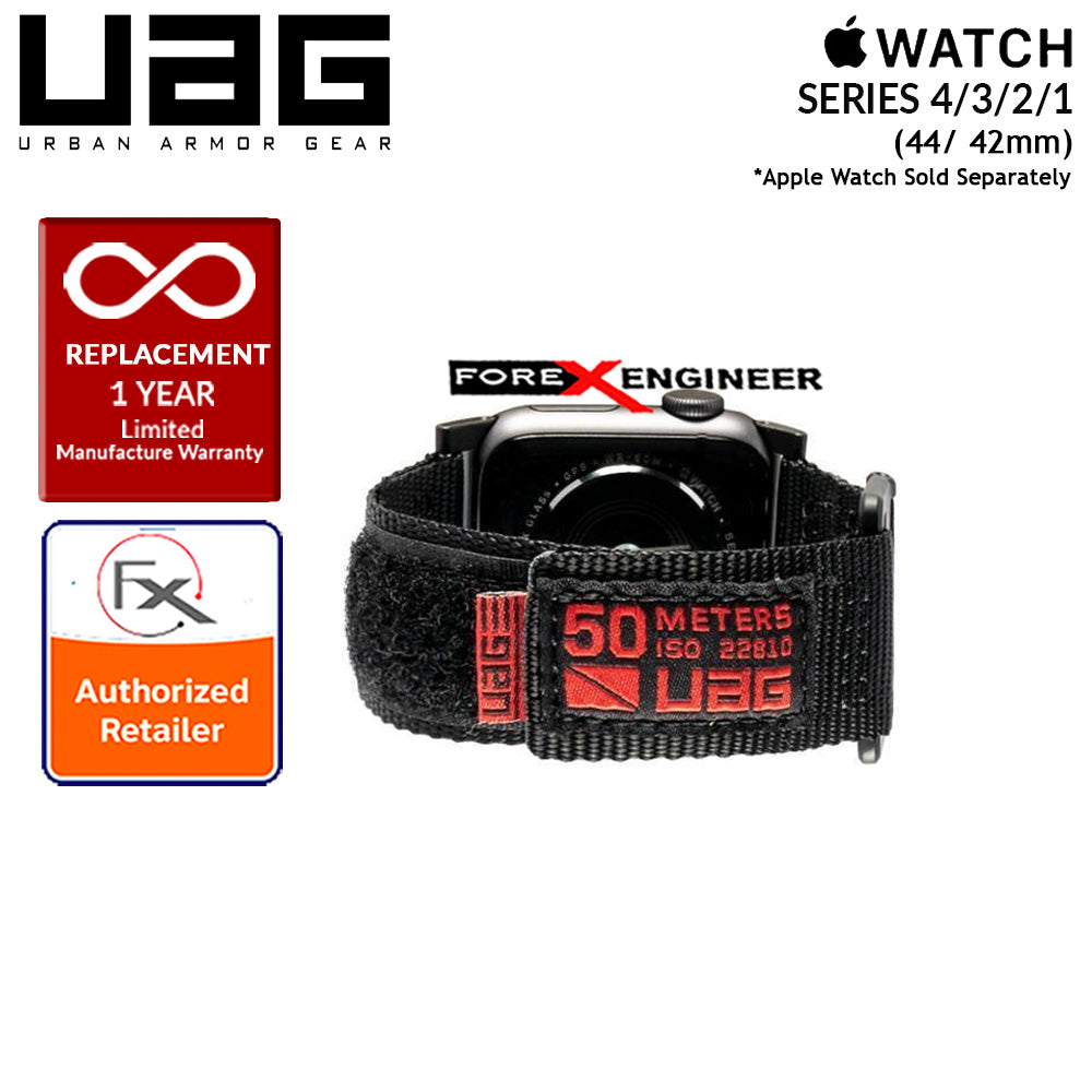 UAG Active Strap for Apple Watch Series 7 - SE - 6 - 5 - 4 - 3 - 2 - 1 ( 45mm - 44mm - 42mm ) - High Strength Nylon Weave - Black (Barcode: 812451031928 )