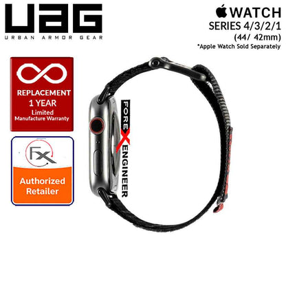 UAG Active Strap for Apple Watch Series 7 - SE - 6 - 5 - 4 - 3 - 2 - 1 ( 45mm - 44mm - 42mm ) - High Strength Nylon Weave - Black (Barcode: 812451031928 )
