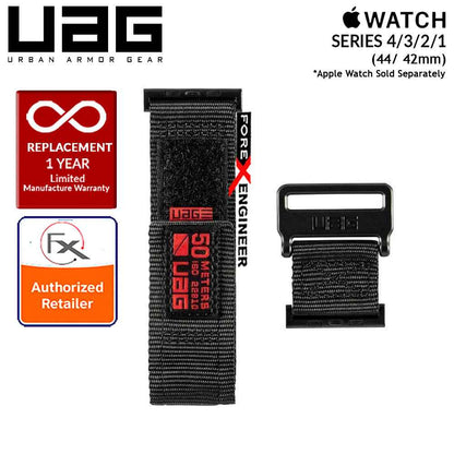 UAG Active Strap for Apple Watch Series 7 - SE - 6 - 5 - 4 - 3 - 2 - 1 ( 45mm - 44mm - 42mm ) - High Strength Nylon Weave - Black (Barcode: 812451031928 )