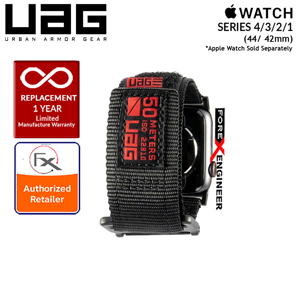 UAG Active Strap for Apple Watch Series 7 - SE - 6 - 5 - 4 - 3 - 2 - 1 ( 45mm - 44mm - 42mm ) - High Strength Nylon Weave - Black (Barcode: 812451031928 )