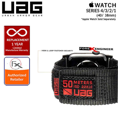 [RACKV2_CLEARANCE] UAG Active Strap for Apple Watch Series 7 - SE - 6 - 5 - 4 - 3 - 2 - 1 ( 41mm - 40mm - 38mm ) - Black []