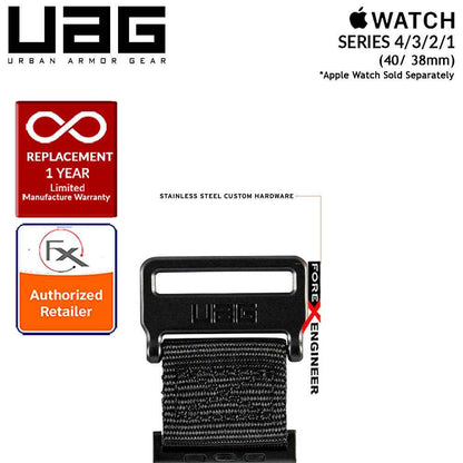 [RACKV2_CLEARANCE] UAG Active Strap for Apple Watch Series 7 - SE - 6 - 5 - 4 - 3 - 2 - 1 ( 41mm - 40mm - 38mm ) - Black []